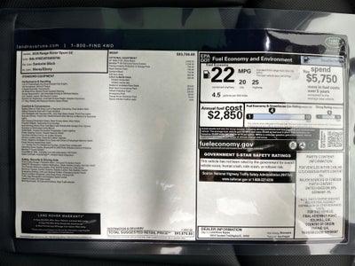 2026 Land Rover Range Rover Sport SE