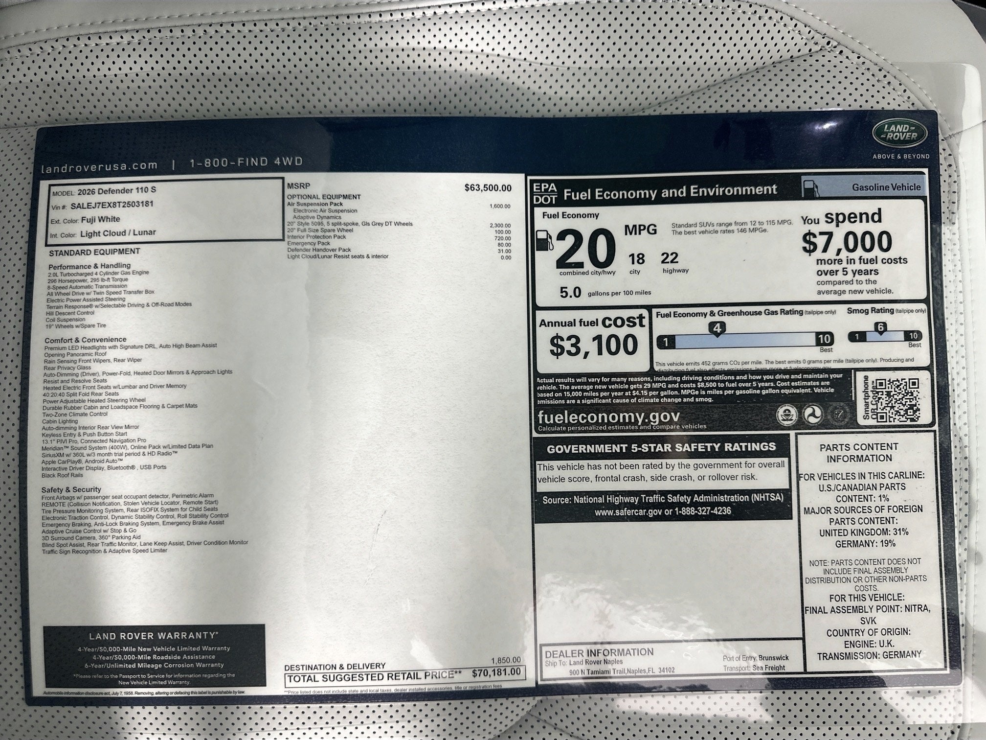 2026 Land Rover Defender 110 S