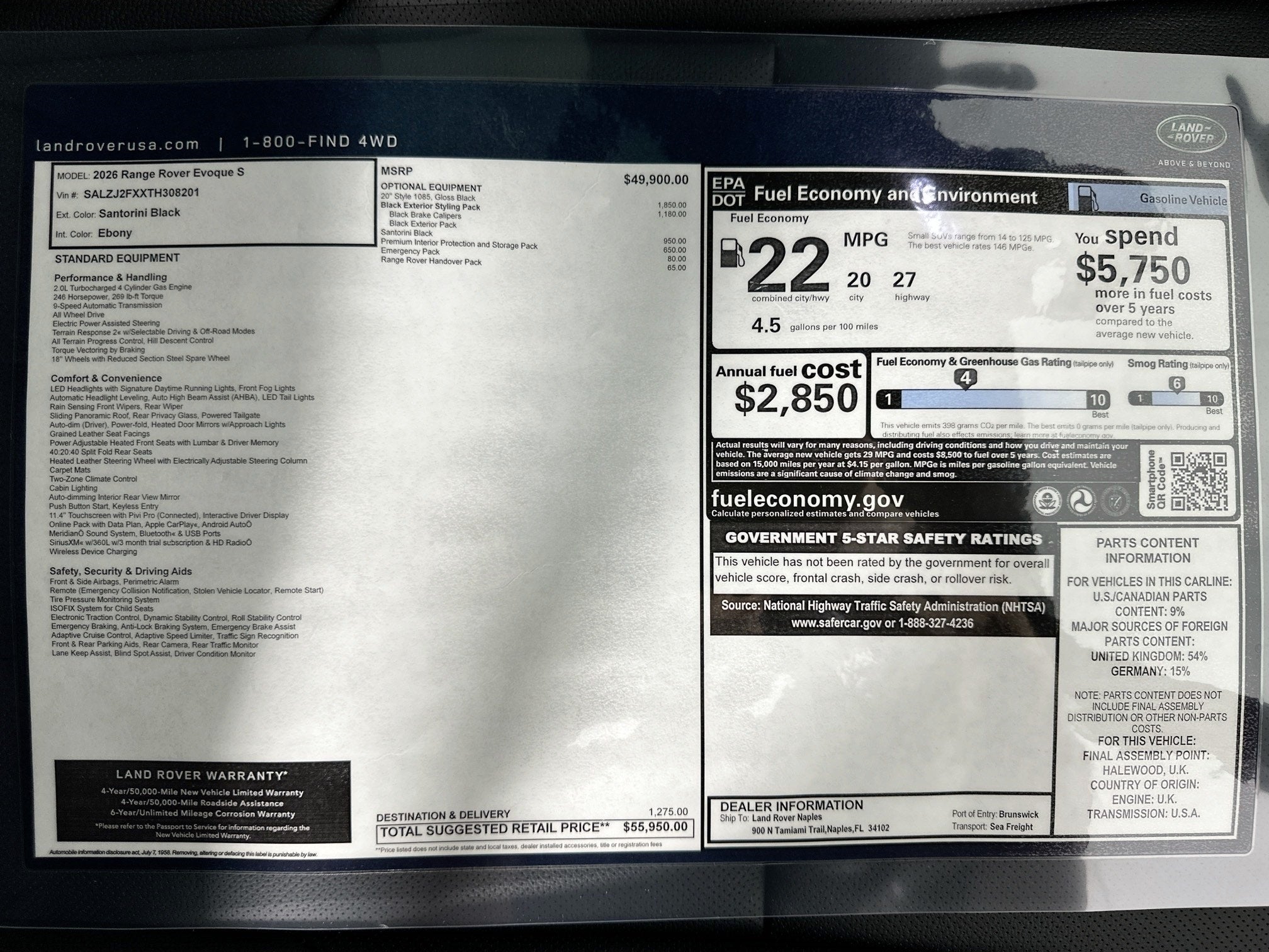 2026 Land Rover Range Rover Evoque S