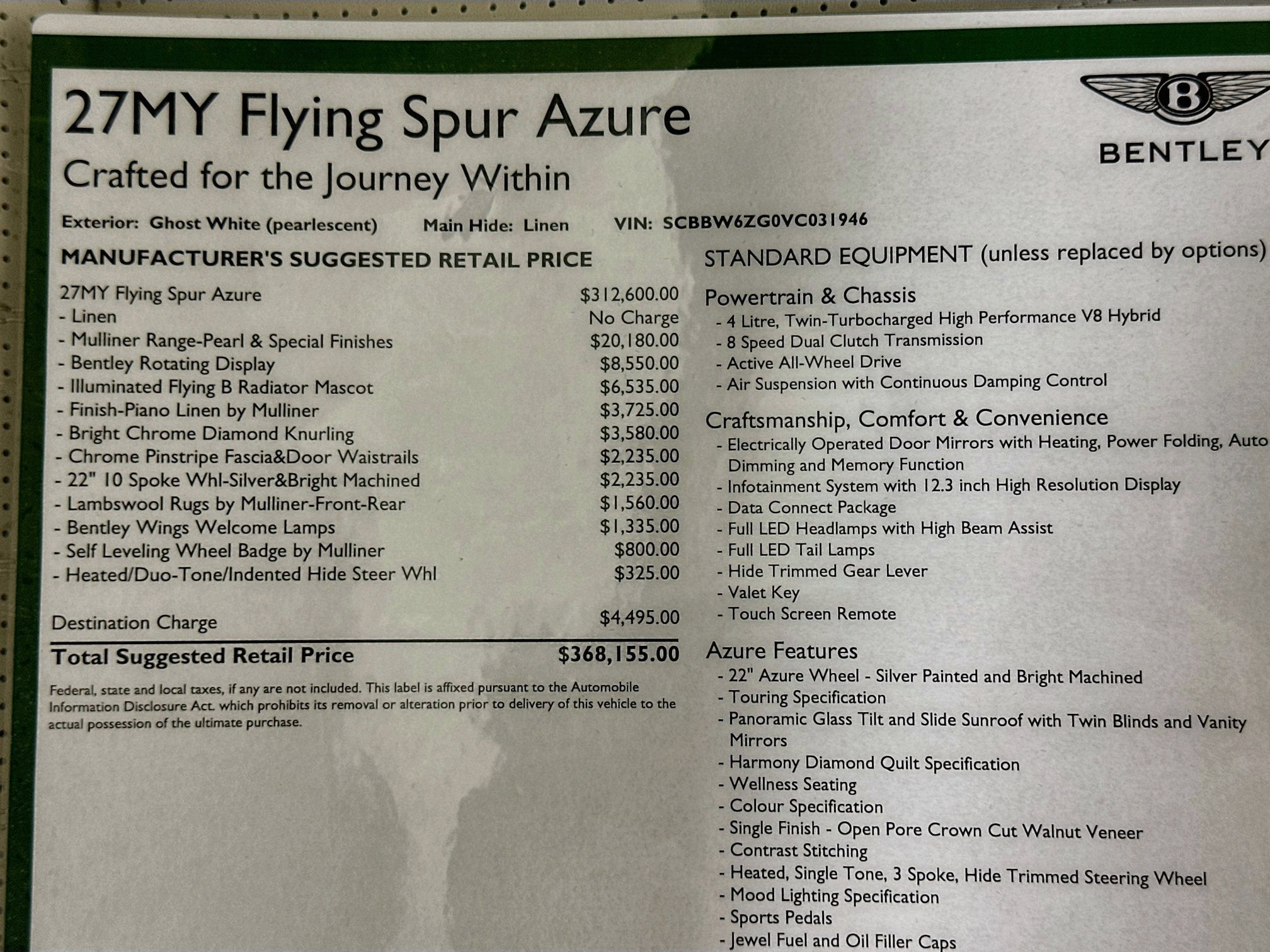 2027 Bentley Flying Spur Azure