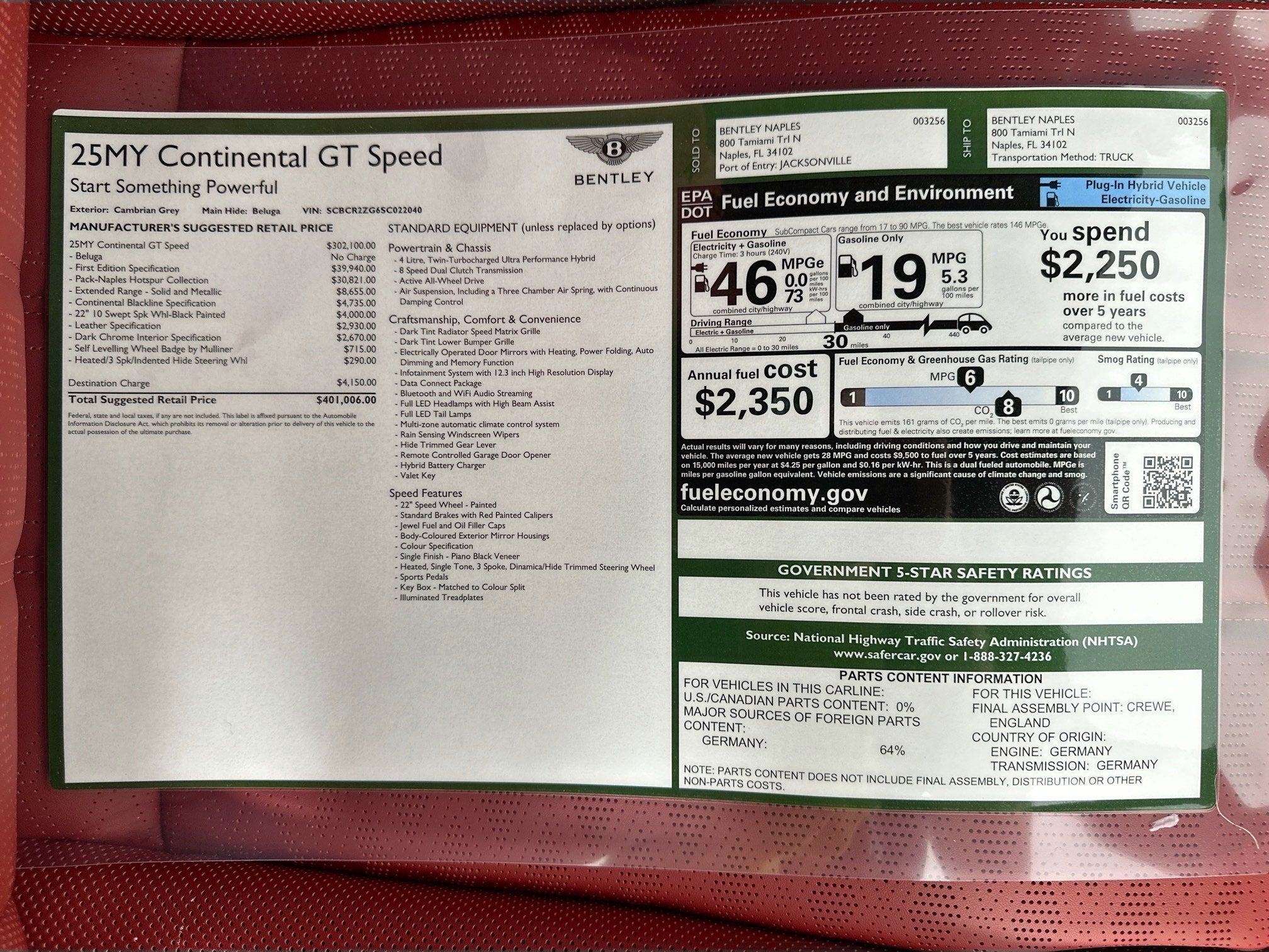 2025 Bentley Continental GT Naples Edition