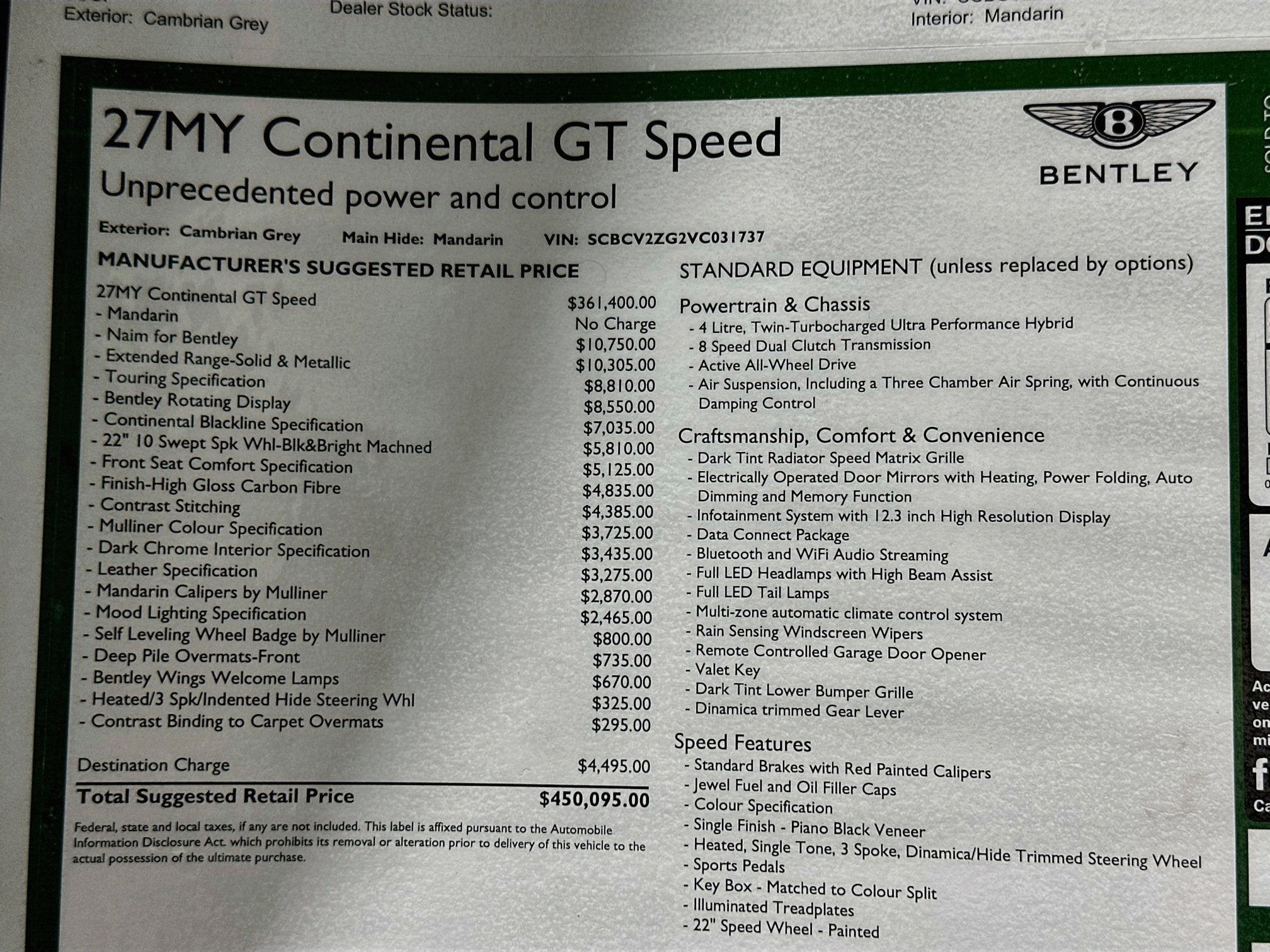 2027 Bentley Continental GT Speed