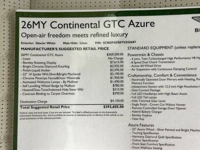 2026 Bentley Continental GTC Azure