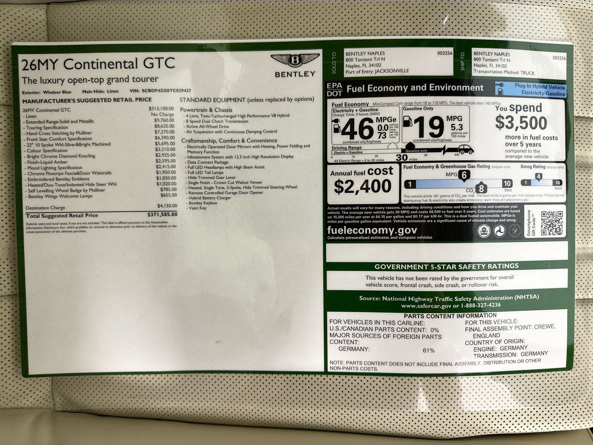 2026 Bentley Continental GTC Base