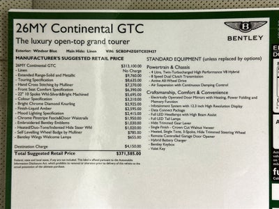 2026 Bentley Continental GTC Base