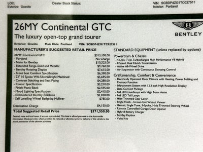 2026 Bentley Continental GTC Base