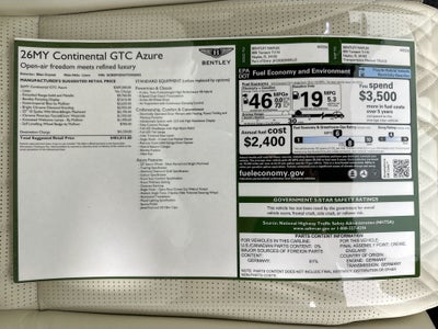 2026 Bentley Continental GTC Azure