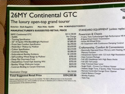 2026 Bentley Continental GTC Base