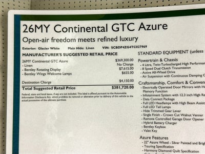 2026 Bentley Continental GTC Base