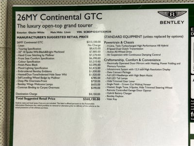 2026 Bentley Continental GTC Base