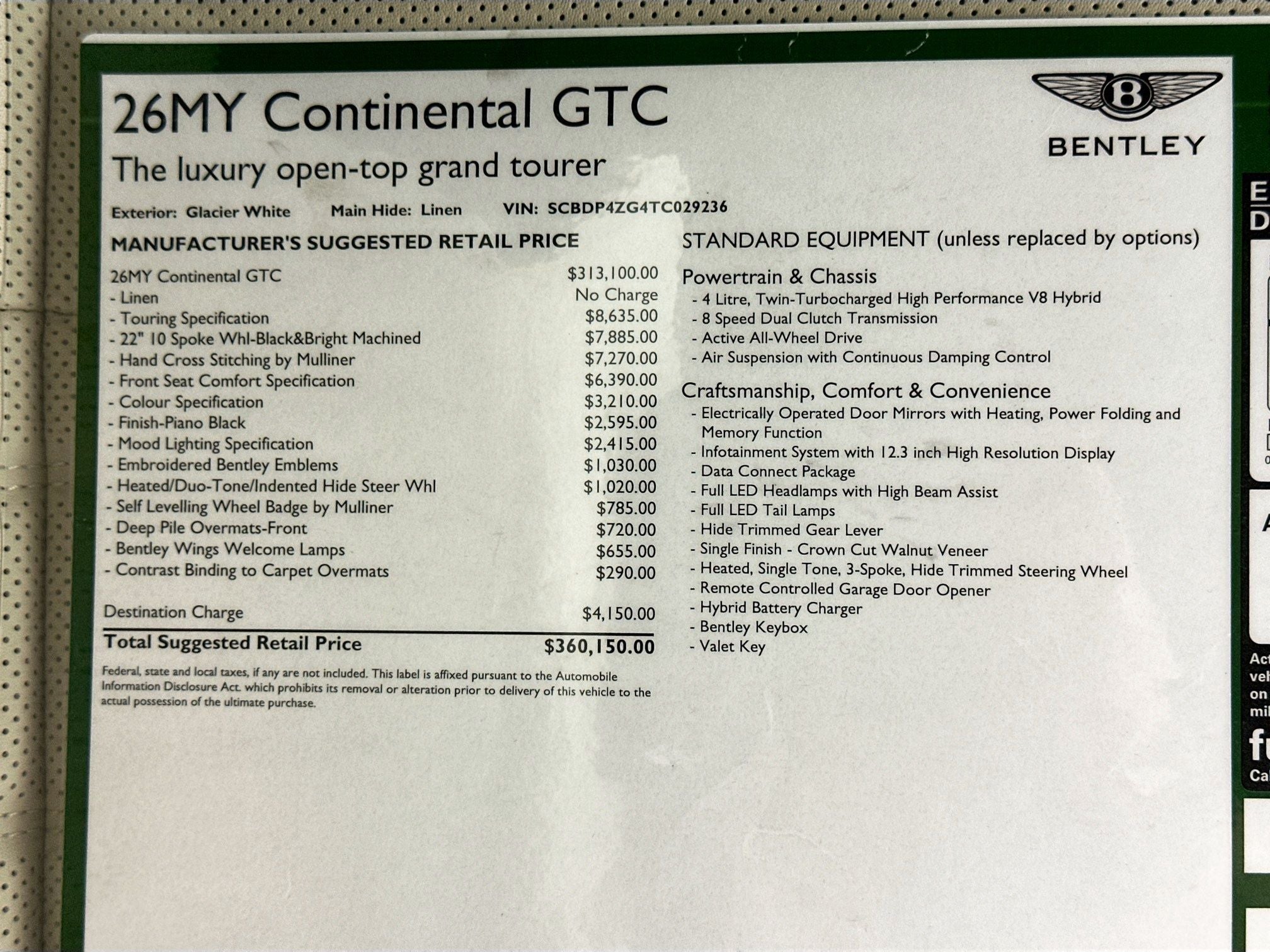 2026 Bentley Continental GTC Base