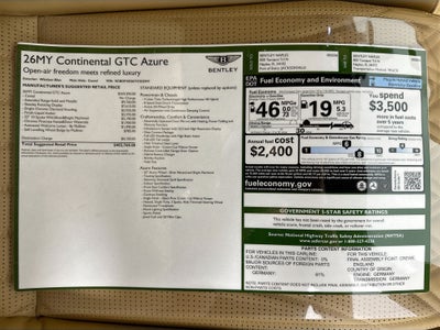 2026 Bentley Continental GTC Azure