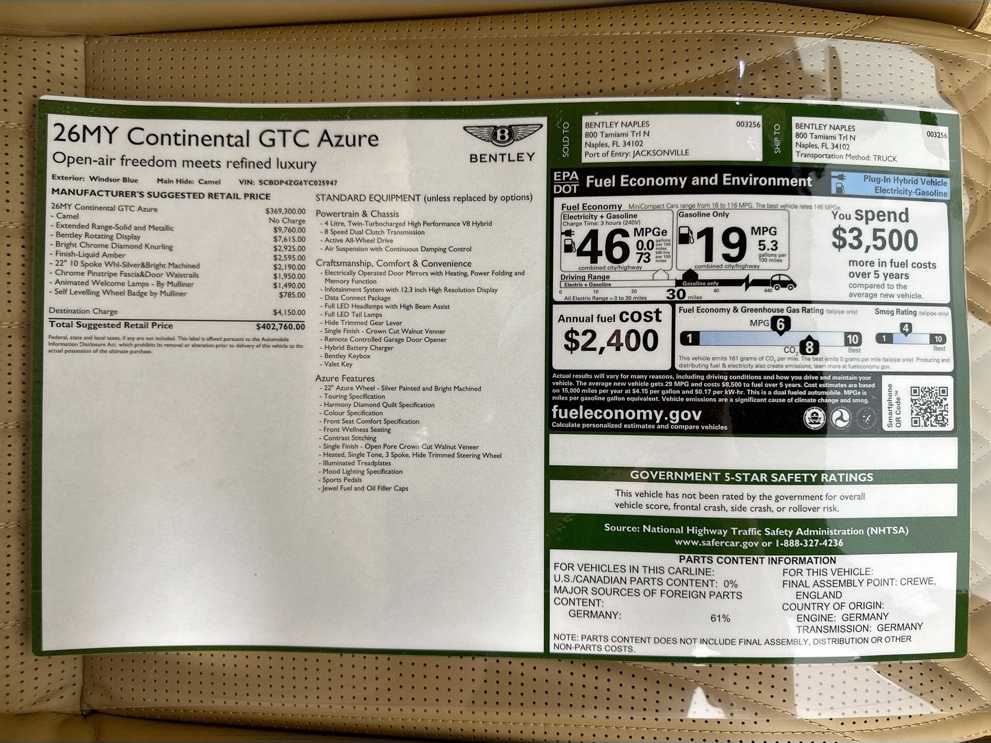 2026 Bentley Continental GTC Azure