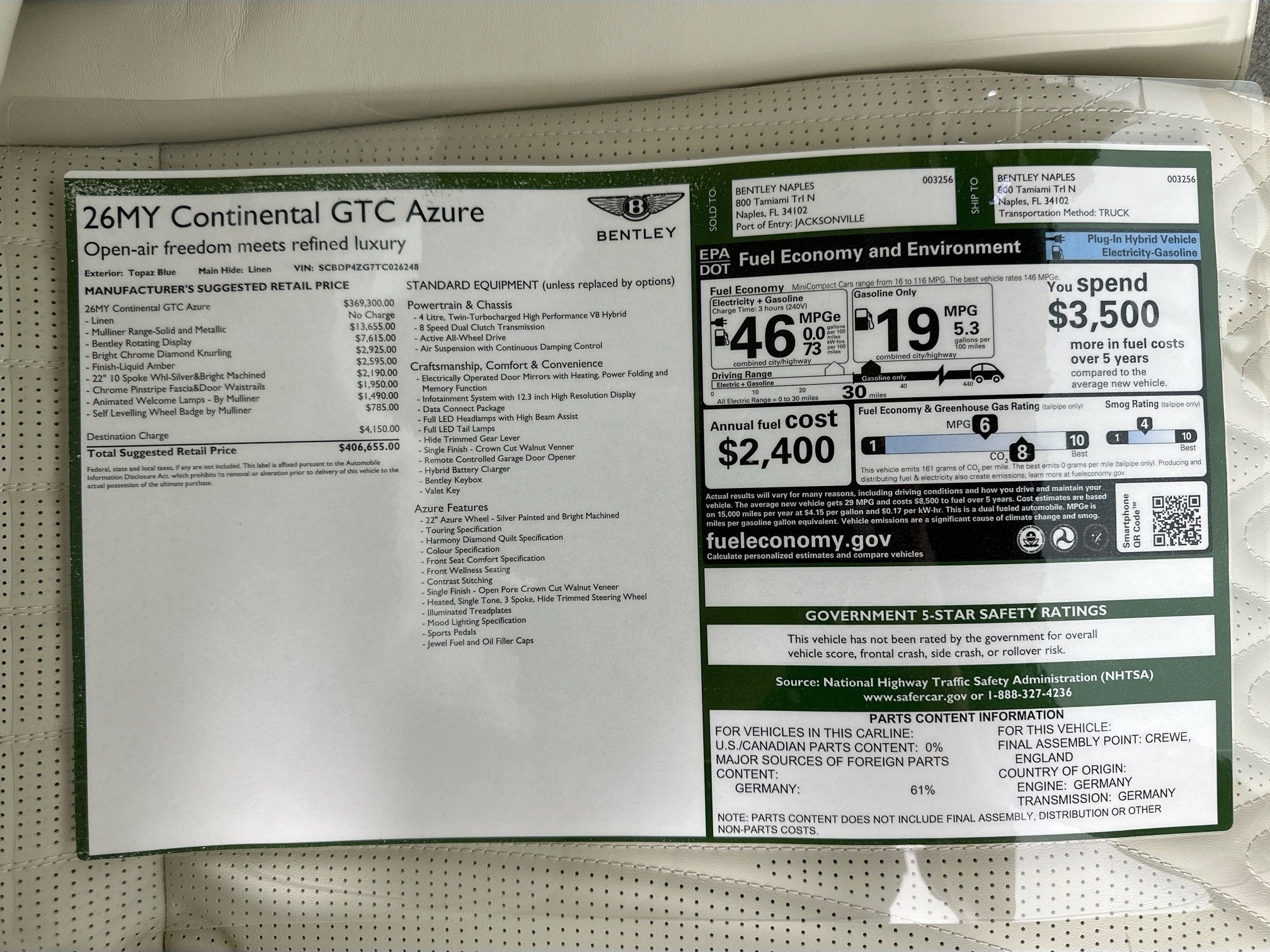 2026 Bentley Continental GTC Azure