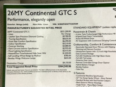 2026 Bentley Continental GTC S