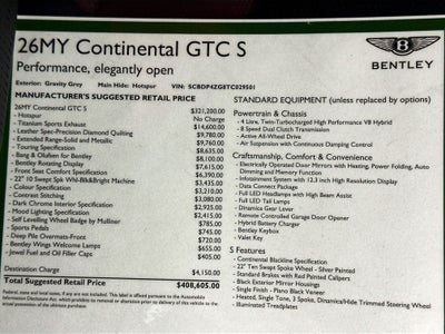 2026 Bentley Continental GTC S
