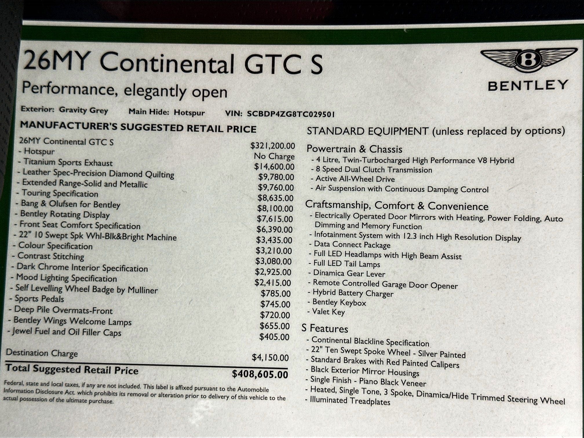 2026 Bentley Continental GTC S