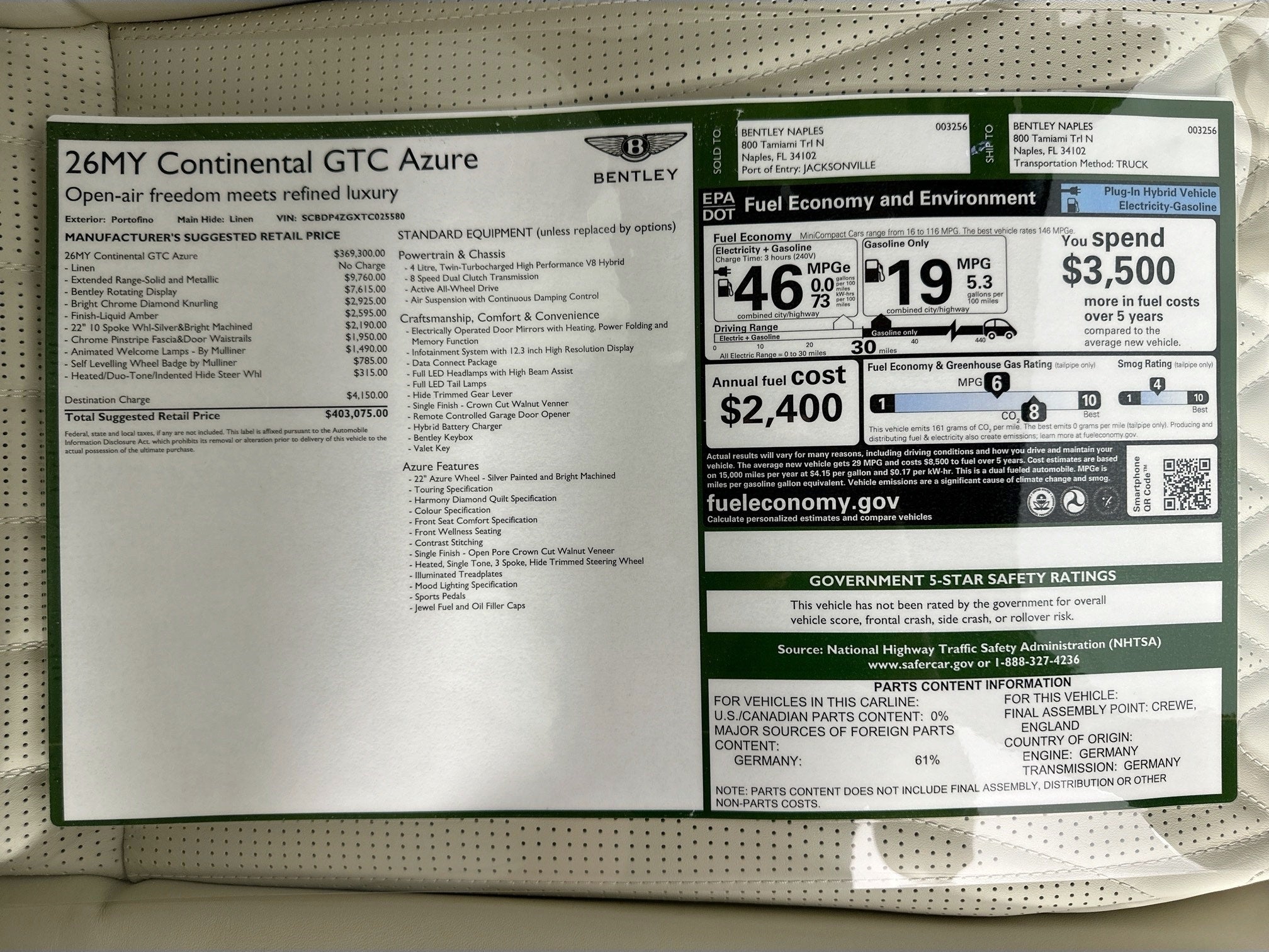 2026 Bentley Continental GTC Azure
