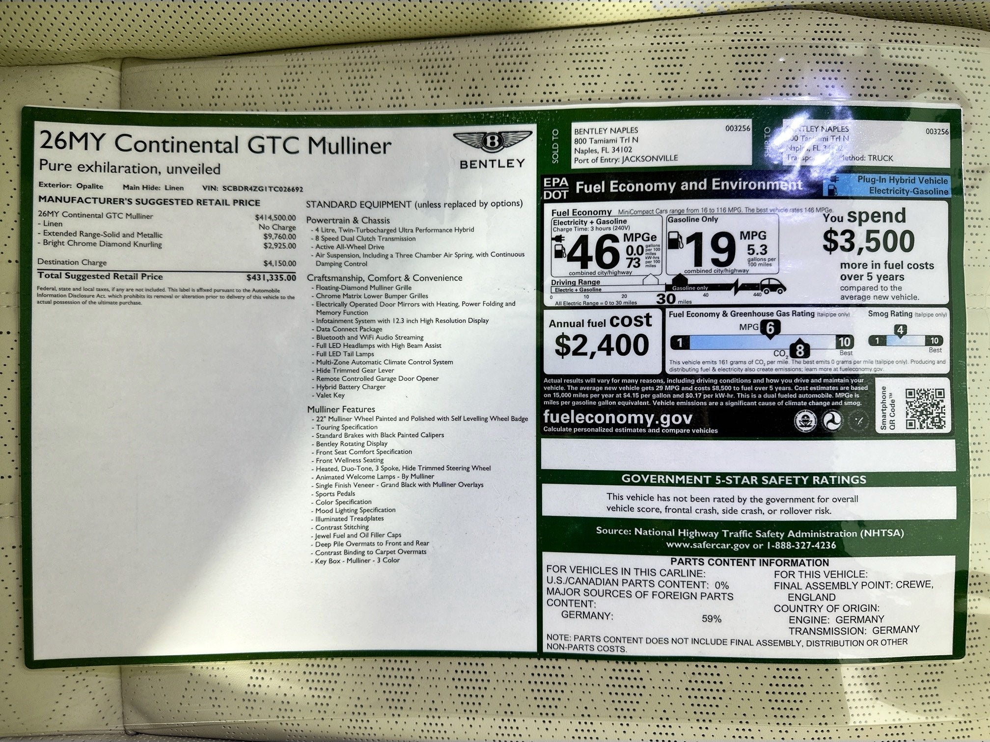 2026 Bentley Continental GTC Mulliner