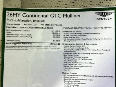2026 Bentley Continental GTC Mulliner
