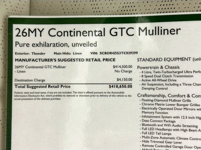 2026 Bentley Continental GTC Mulliner