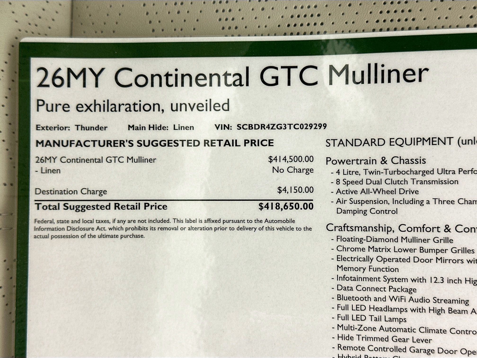 2026 Bentley Continental GTC Mulliner