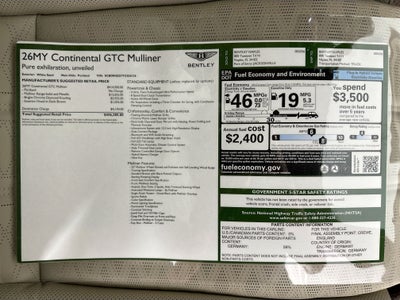 2026 Bentley Continental GTC Mulliner