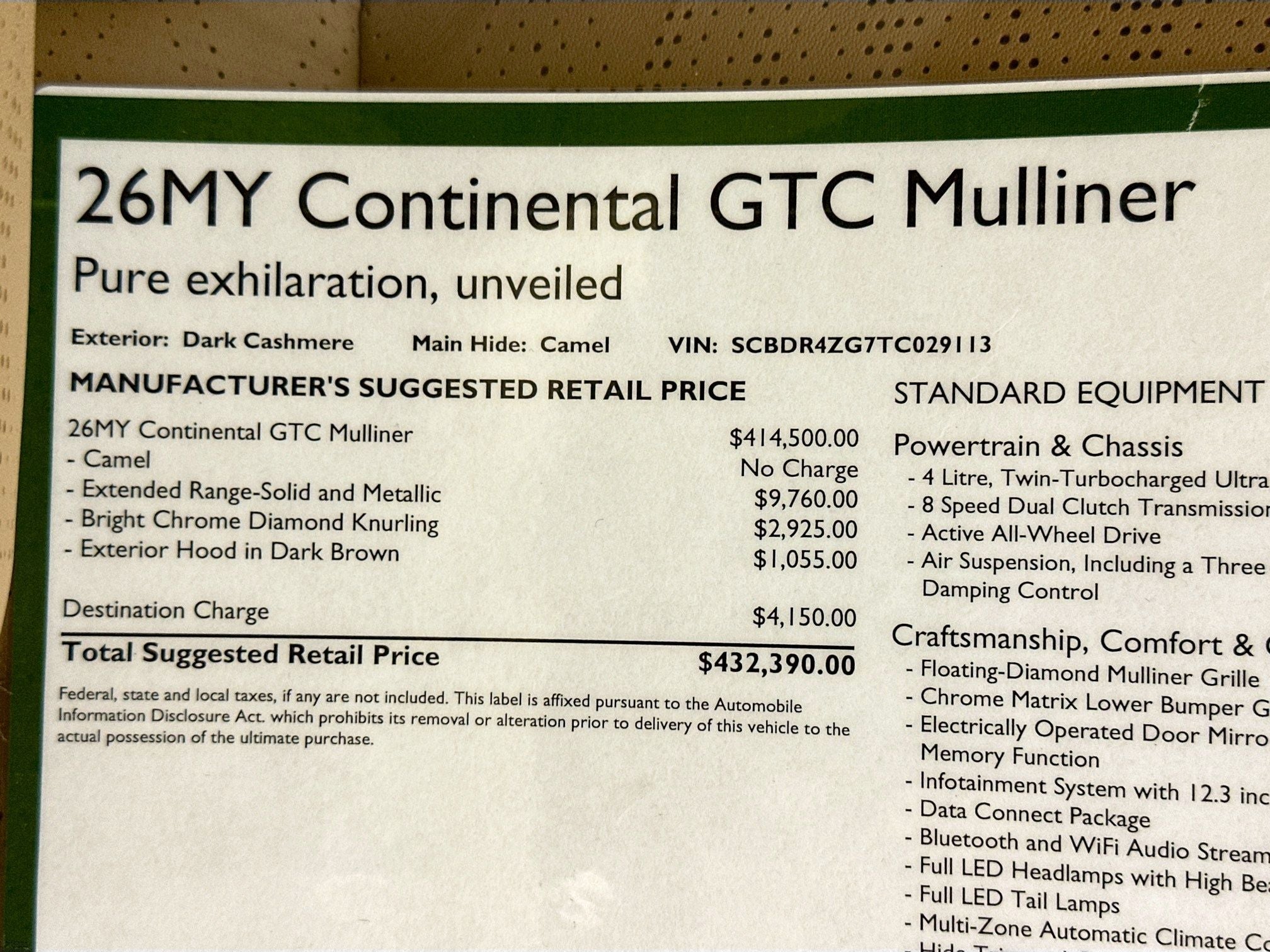 2026 Bentley Continental GTC Mulliner