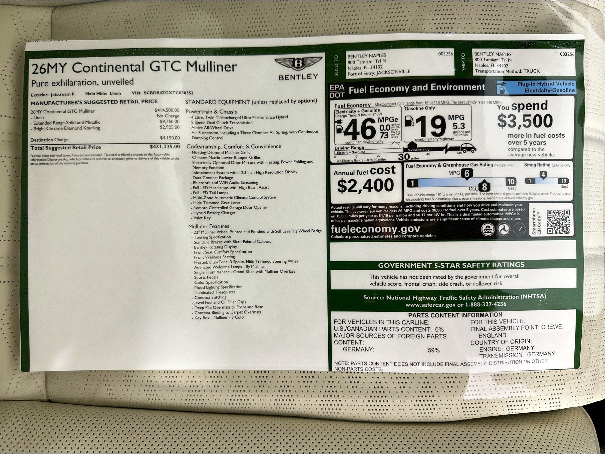 2026 Bentley Continental GTC Mulliner