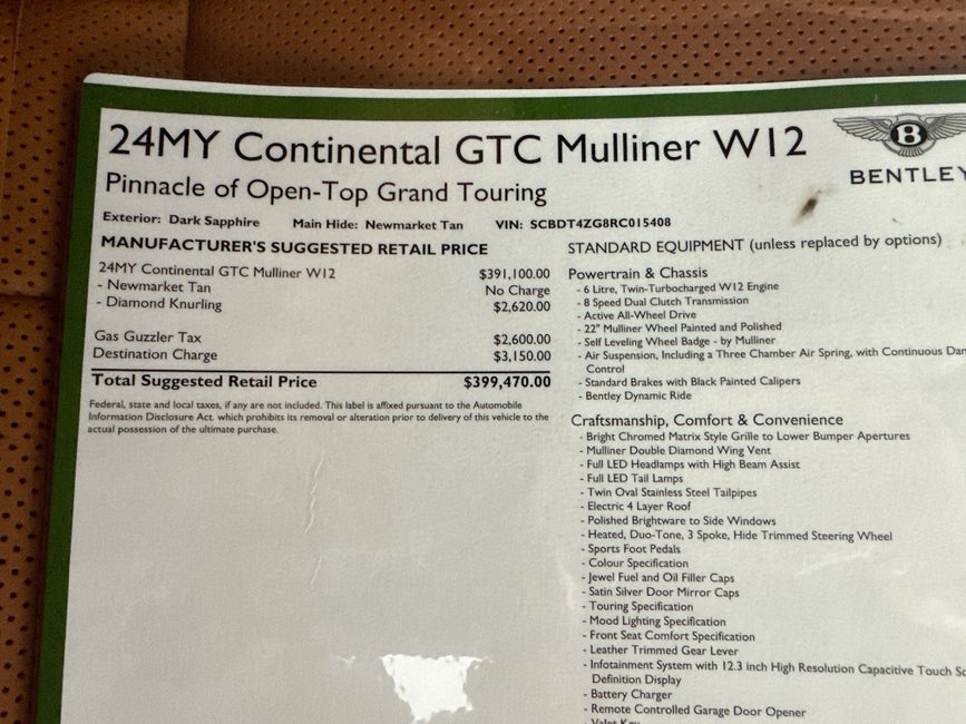 2024 Bentley Continental GTC Mulliner in Naples, FL - Bentley Naples