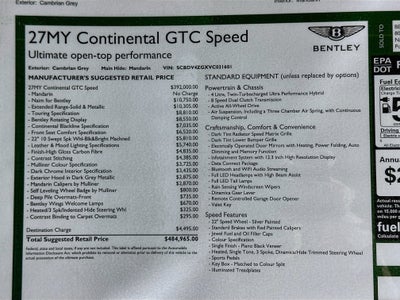 2027 Bentley Continental GTC Speed