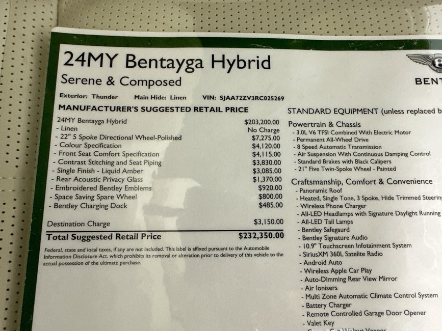 2024 Bentley Bentayga Hybrid Base in Naples, FL - Bentley Naples