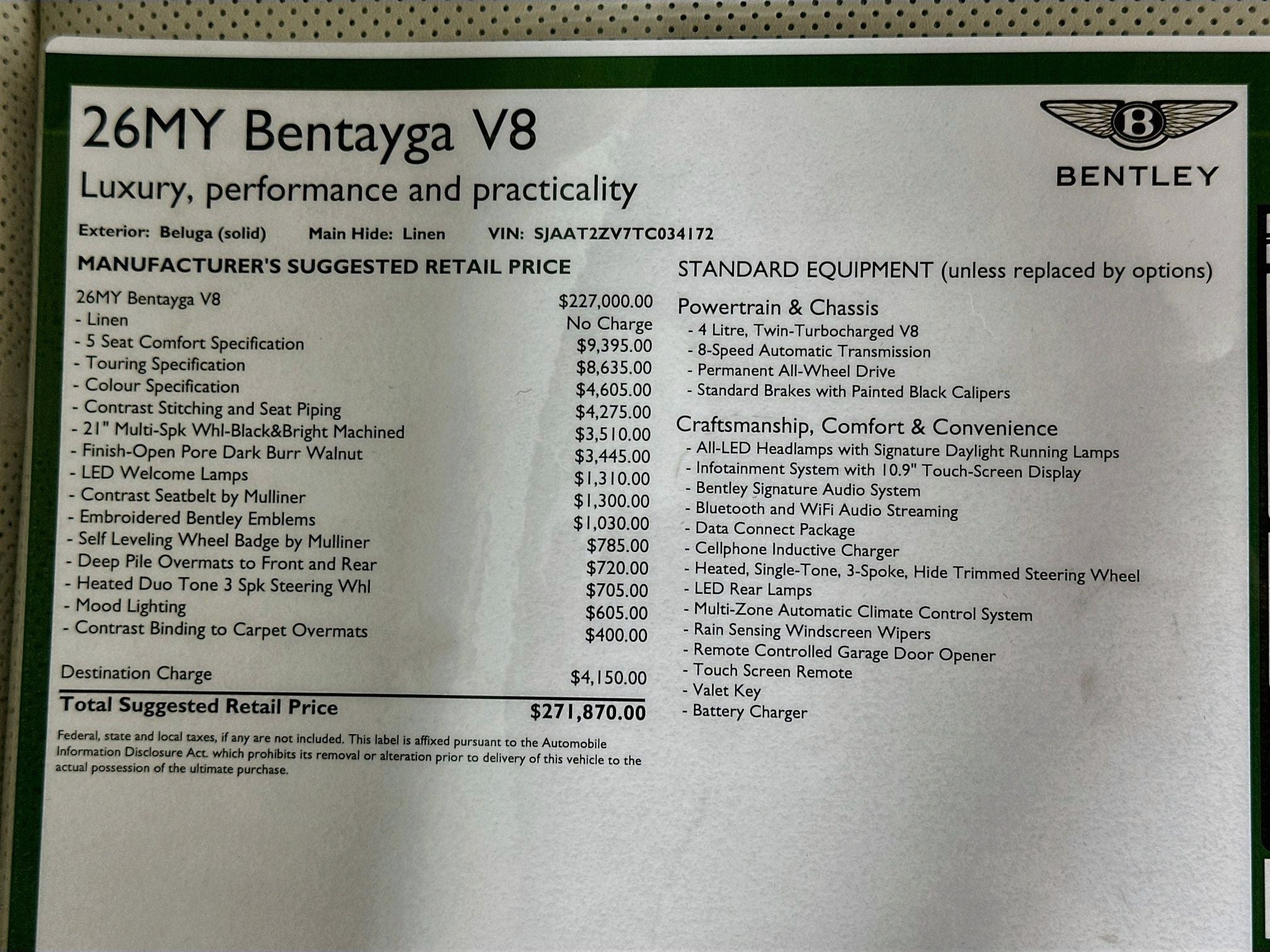 2026 Bentley Bentayga V8