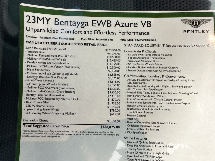 2023 Bentley Bentayga EWB Azure in Naples, FL - Bentley Naples