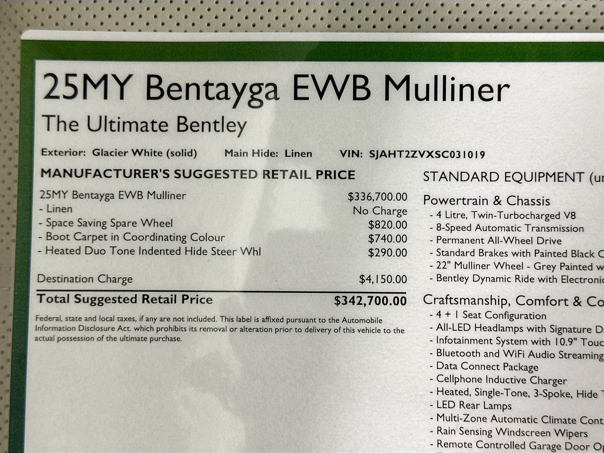 2025 Bentley Bentayga EWB Mulliner