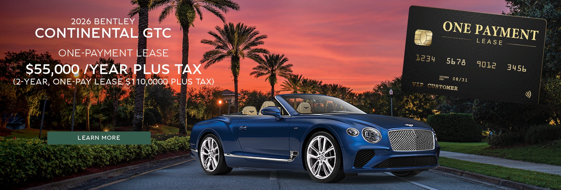 2026 Bentley Continental GTC One-Payment Lease $55,000 /year