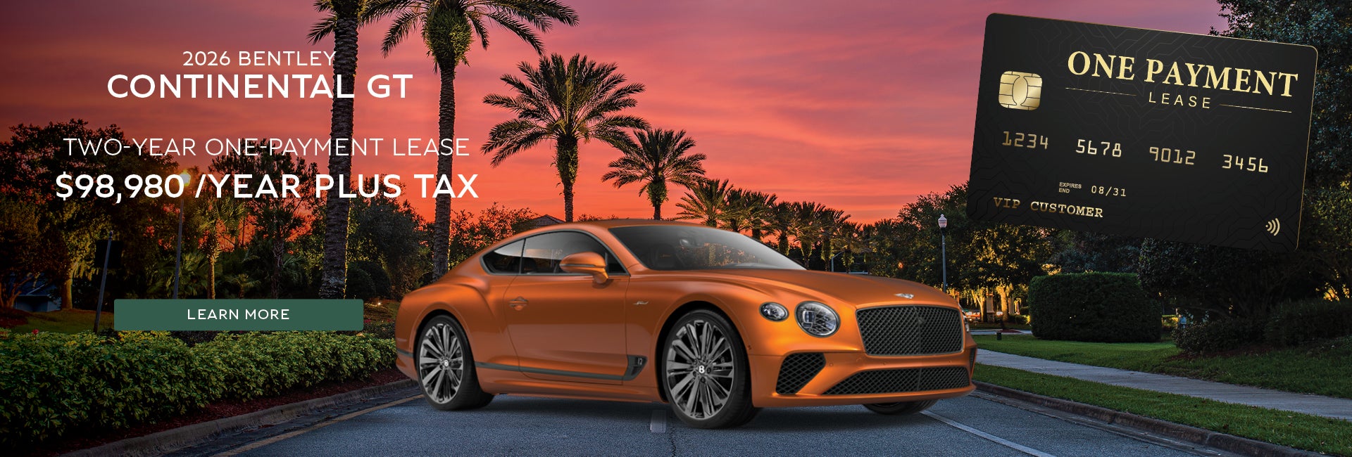 2026 Bentley GT 2-year one-payment lease $98,980/year