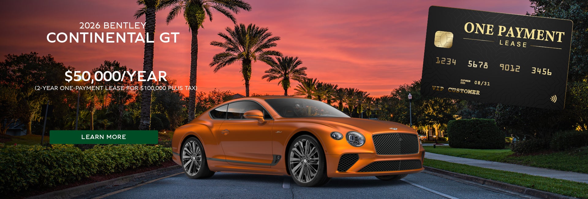 2026 Bentley GT 2-year one-payment lease $98,980/year